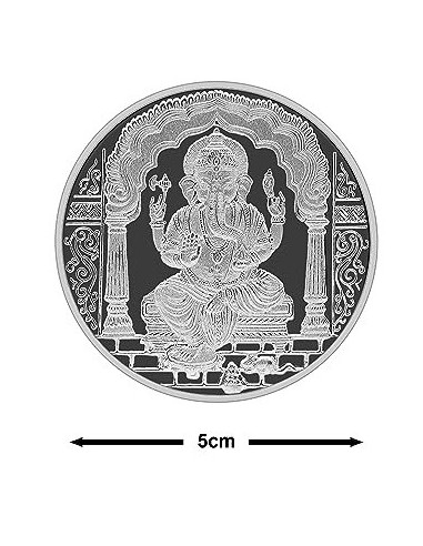 Fortune Forever Ganesh Silver Coin of 50gm in 999 Purity/Fineness