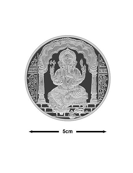 Fortune Forever Ganesh Silver Coin of 50gm in 999 Purity/Fineness
