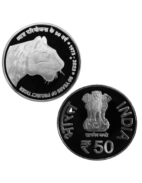 India Govt. Mint 50 Years Of Project Tiger Com Coin