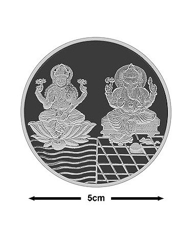 Fortune Forever Lakshmi Ganesh Silver Coin of 50 gm in 999 Purity/Fineness