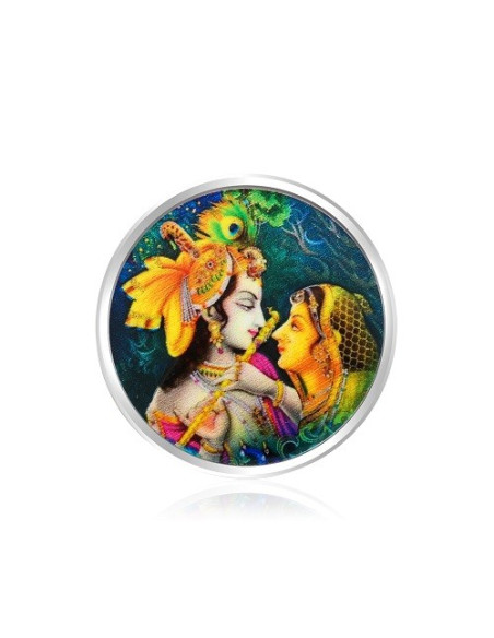 Tribhovandas Bhimji Zaveri & Sons Radha Krishna Color Silver Coin of 10 Grams in 999 Purity Fineness