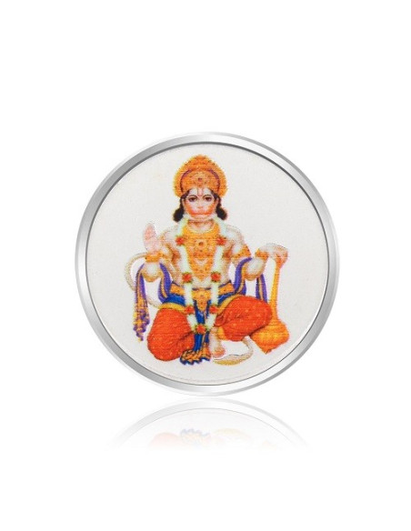 Tribhovandas Bhimji Zaveri & Sons Hanuman JI Color Silver Coin of 10 Grams in 999 Purity Fineness