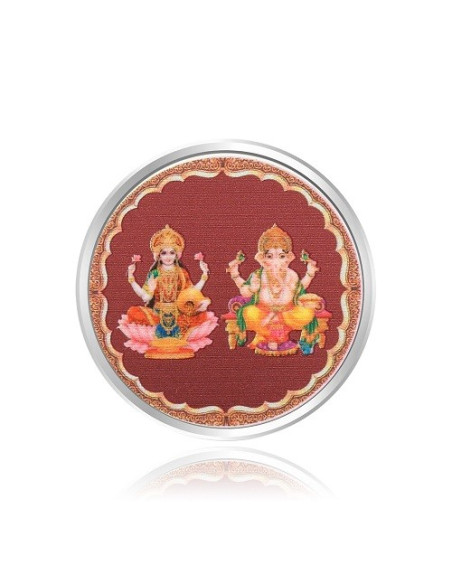Tribhovandas Bhimji Zaveri & Sons Lakshmi Ganesh Color Silver Coin of 20 Grams in 999 Purity Fineness