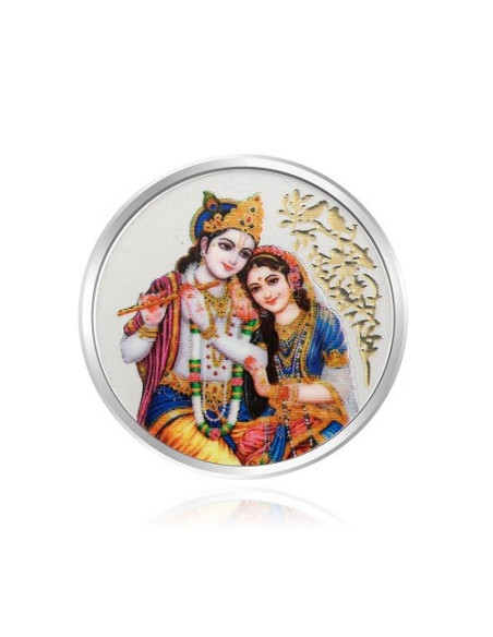 Tribhovandas Bhimji Zaveri & Sons Radha Krishna Color Silver Coin of 20 Grams in 999 Purity Fineness