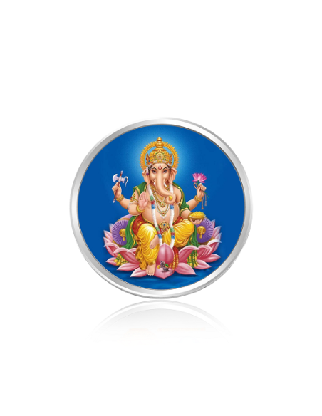 Tribhovandas Bhimji Zaveri & Sons Ganesh Color Silver Coin of 10 Grams in 999 Purity Fineness