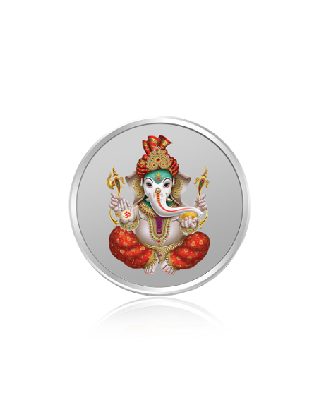 Tribhovandas Bhimji Zaveri & Sons Ganesh Color Silver Coin of 20 Grams in 999 Purity Fineness