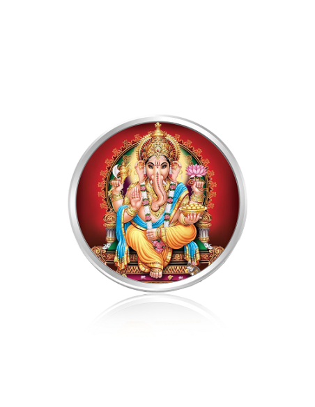 Tribhovandas Bhimji Zaveri & Sons Ganesh Color Silver Coin of 20 Grams in 999 Purity Fineness