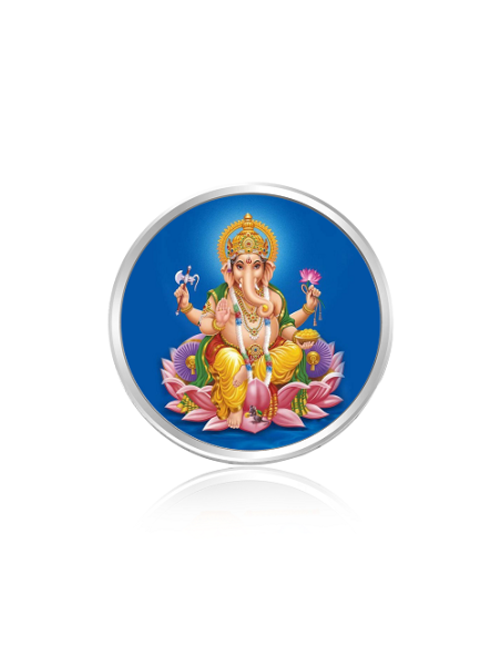 Tribhovandas Bhimji Zaveri & Sons Ganesh Color Silver Coin of 20 Grams in 999 Purity Fineness