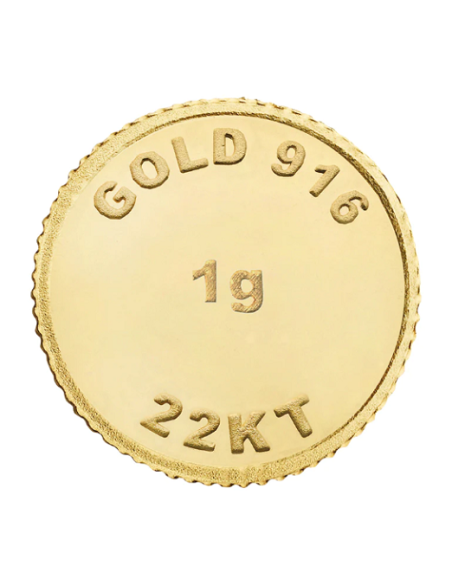 BRPL Bangalore Refinery Gold Coin Of 1 Grams in 22 Karat 916 Purity / Fineness