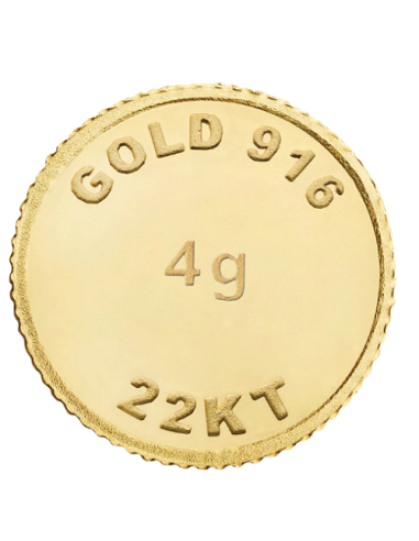 BRPL Bangalore Refinery Gold Coin Of 4 Grams in 22 Karat 916 Purity /