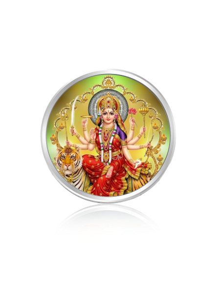Tribhovandas Bhimji Zaveri & Sons Durga Mata Color Silver Coin of 20 Grams in 999 Purity Fineness
