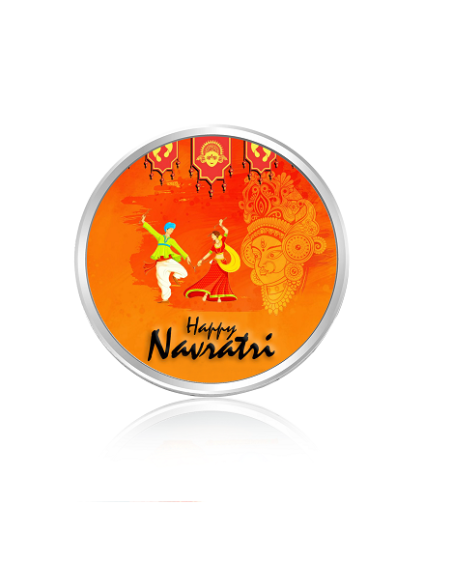 Tribhovandas Bhimji Zaveri & Sons Happy Navratri Color Silver Coin of 20 Grams in 999 Purity Fineness