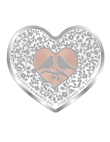 Precious Moments BIS Hallmarked Heart Shape Anniversary Silver Coin Of 20 Gram in 999 Purity / Fineness by ACPL