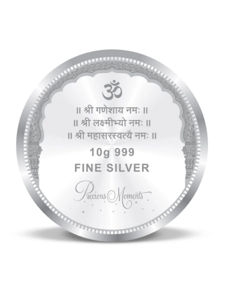 Precious Moments BIS Hallmarked Colorful Trimurti Silver Coin Of 50 Gram in 999 Purity / Fineness by ACPL