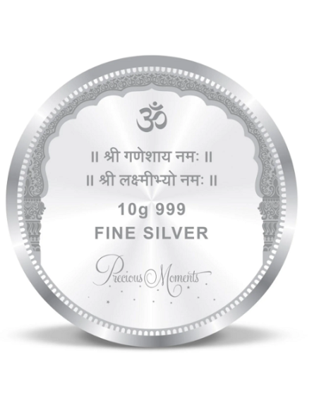 Precious Moments BIS Hallmarked Colorful Lakshmi Ganesh Silver Coin Of 50 Gram in 999 Purity / Fineness by ACPL