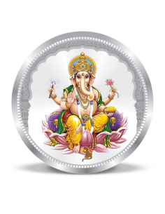 Precious Moments BIS Hallmarked Colorful Ganesh Silver Coin Of 50 Gram in 999 Purity / Fineness by ACPL