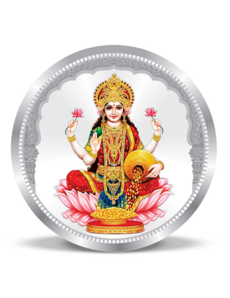 Precious Moments BIS Hallmarked Colorful Lakshmi Silver Coin Of 100 Gr