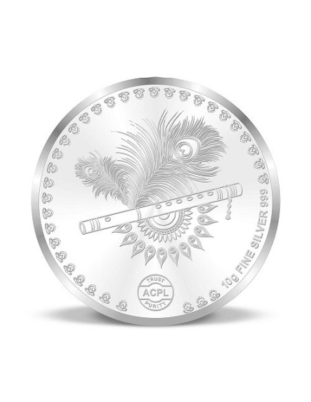 Precious Moments Color Radha Krishna BIS Hallmarked Silver Coin Of 50 Gram in 999 Purity / Fineness by ACPL
