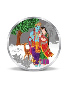Precious Moments Color Radha Krishna BIS Hallmarked Silver Coin Of 100