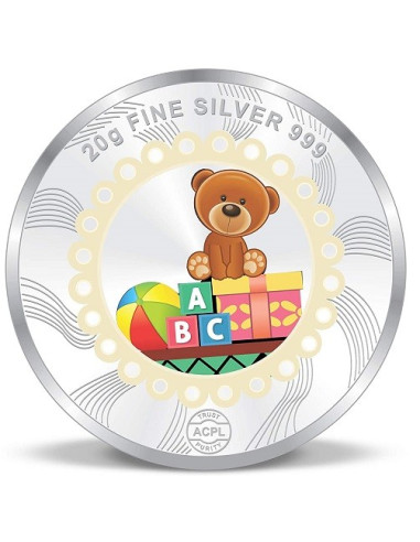ACPL Color New Born Baby BIS Hallmarked Silver Coin Of 20 Gram in 999 Purity / Fineness