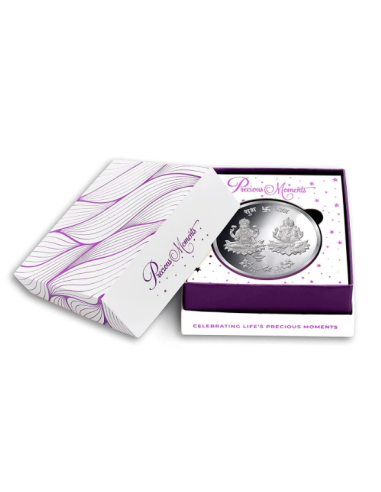Precious Moments Lakshmi Ganesh BIS Hallmarked Silver Coin Of 50 Gram in 999 Purity / Fineness by ACPL