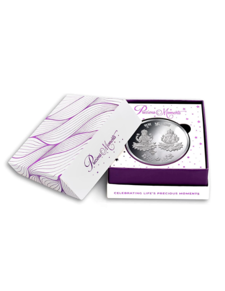 Precious Moments Lakshmi Ganesh BIS Hallmarked Silver Coin Of 50 Gram in 999 Purity / Fineness by ACPL