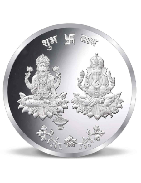 Precious Moments Lakshmi Ganesh BIS Hallmarked Silver Coin Of 50 Gram in 999 Purity / Fineness by ACPL