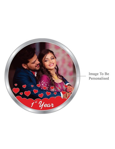 ACPL Personalised BIS Hallmarked Wedding Anniversaery Silver Coin Of 10 Gram in 999 Purity / Fineness
