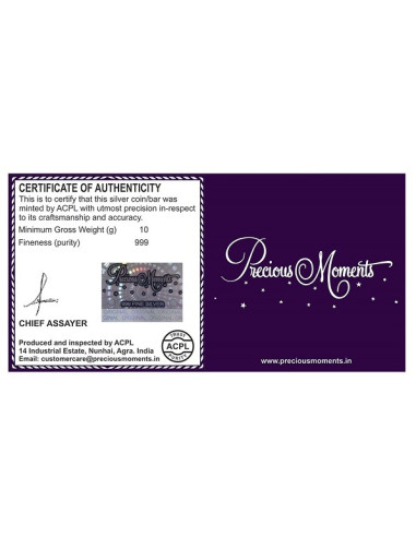 ACPL Personalised BIS Hallmarked Wedding Anniversaery Silver Coin Of 10 Gram in 999 Purity / Fineness