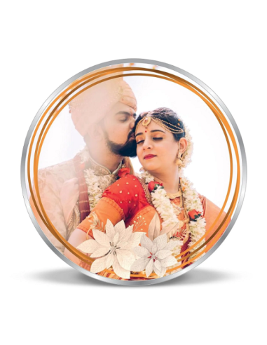 Precious Moments Personalised BIS Hallmarked Wedding Anniversary Silver Coin Of 10 Gram in 999 Purity / Fineness By ACPL