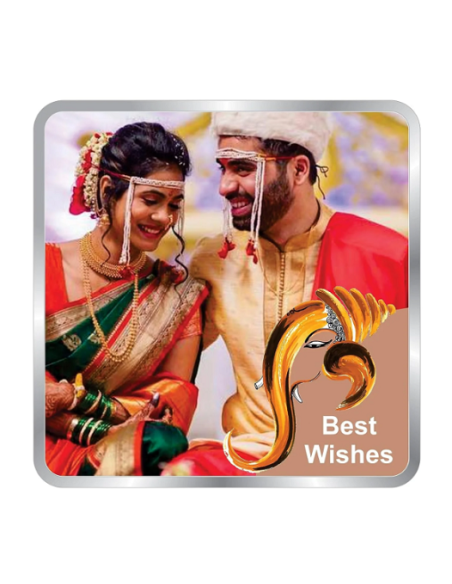 Precious Moments Personalised BIS Hallmarked Newly Married Silver Square Coin Of 10 Gram in 999 Purity / Fineness By ACPL
