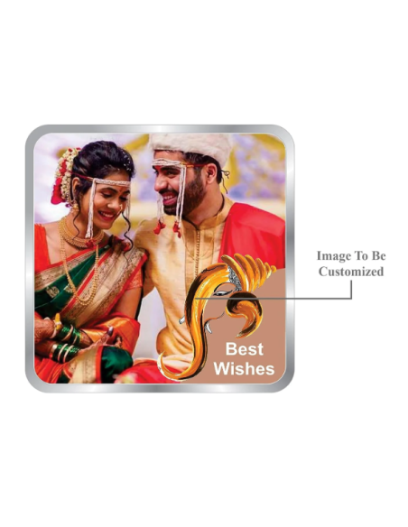Precious Moments Personalised BIS Hallmarked Newly Married Silver Square Coin Of 10 Gram in 999 Purity / Fineness By ACPL