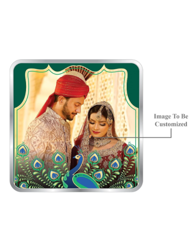 Precious Moments Personalised BIS Hallmarked Newly Married Silver Square Coin Of 20 Gram in 999 Purity / Fineness By ACPL