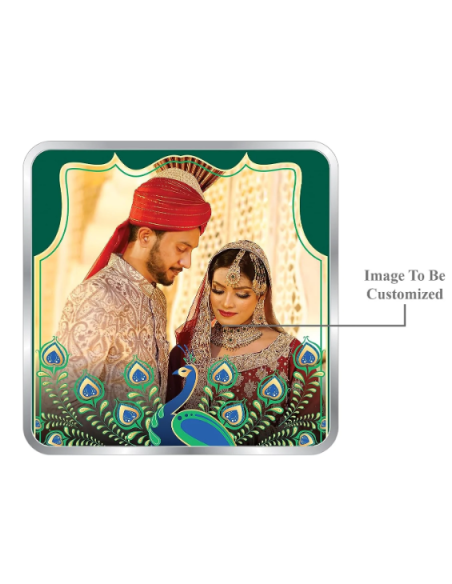 Precious Moments Personalised BIS Hallmarked Newly Married Silver Square Coin Of 20 Gram in 999 Purity / Fineness By ACPL