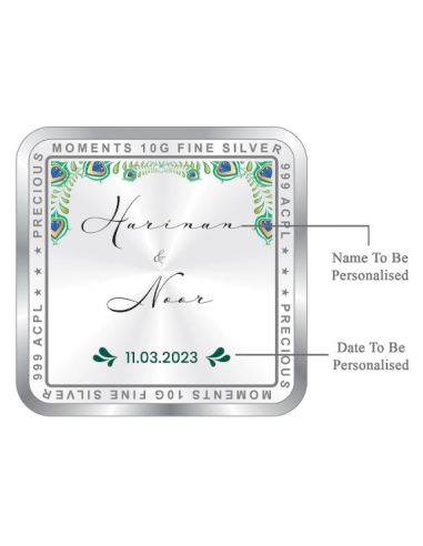 Precious Moments Personalised BIS Hallmarked Newly Married Silver Squa