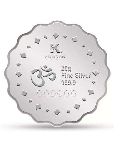 Kundan Diya Silver Coin Of 20 Gram in 999.9 Purity / Fineness in Certi Card