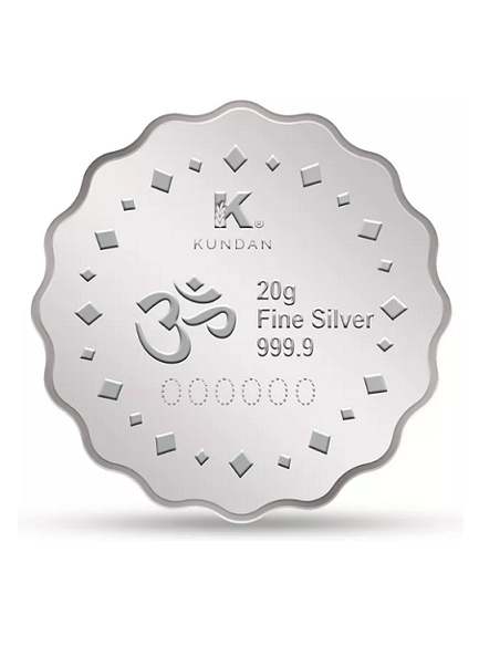 Kundan Diya Silver Coin Of 20 Gram in 999.9 Purity / Fineness in Certi Card