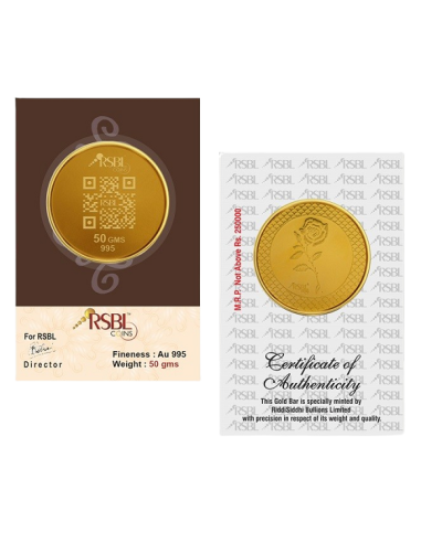 50 Gram Gold Coin - RSBL 24K (995 Purity) | Live Price Today