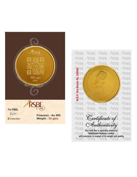 50 Gram Gold Coin - RSBL 24K (995 Purity) | Live Price Today