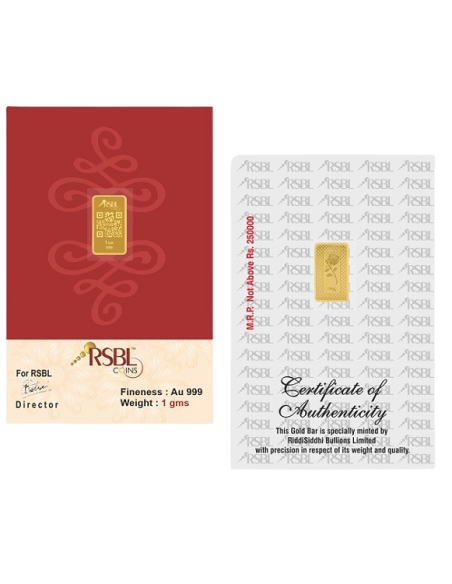 Buy RSBL Buy Gold Bar Of 1 Gram Gold 24Kt Gold 999 Purity I CoinBazaar