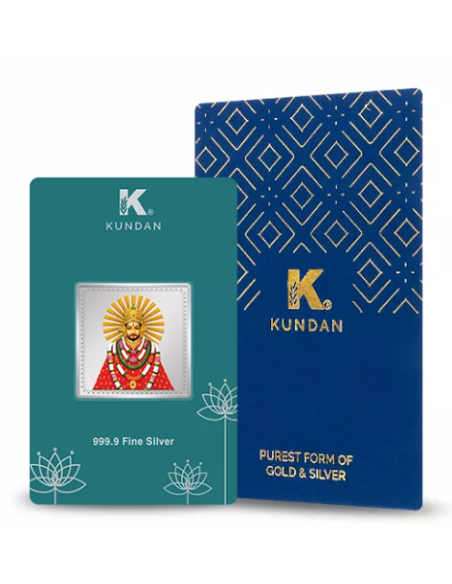 Kundan Khatu Shyam Ji Color Silver Bar of 20 Gram in 999.9 Purity / Fineness in Certi Card