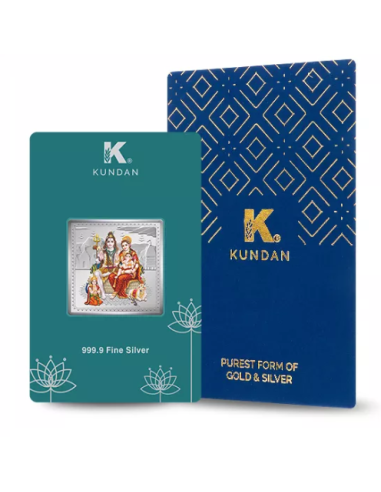 Kundan Shiv Parivar Color Silver Bar of 20 Gram in 999.9 Purity / Fineness in Certi Card