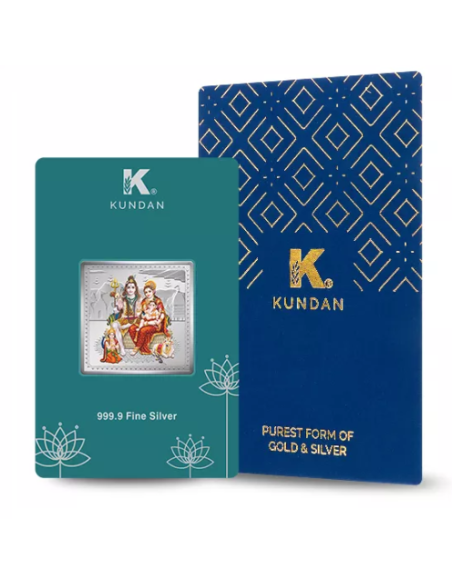 Kundan Shiv Parivar Color Silver Bar of 20 Gram in 999.9 Purity / Fineness in Certi Card
