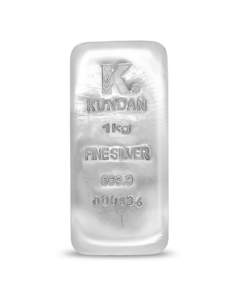 Kundan Ingot Silver Casted Bar Of 1 Kg in 24 Karat 999.9 Purity / Fine