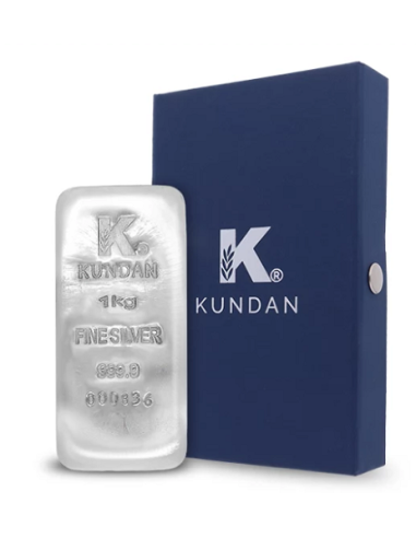 Kundan Ingot Silver Casted Bar Of 1 Kg in 24 Karat 999.9 Purity / Fine