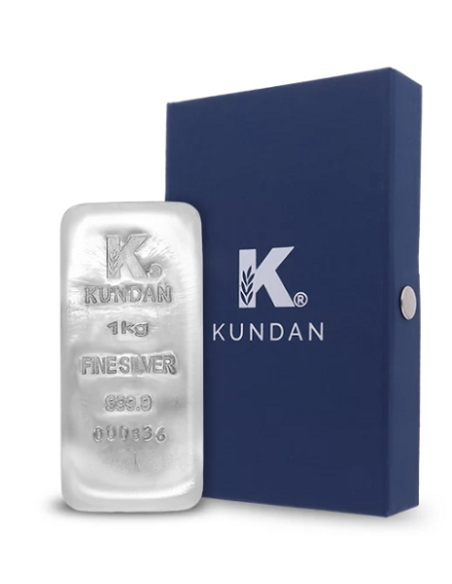 Kundan Ingot Silver Casted Bar Of 1 Kg in 24 Karat 999.9 Purity / Fine