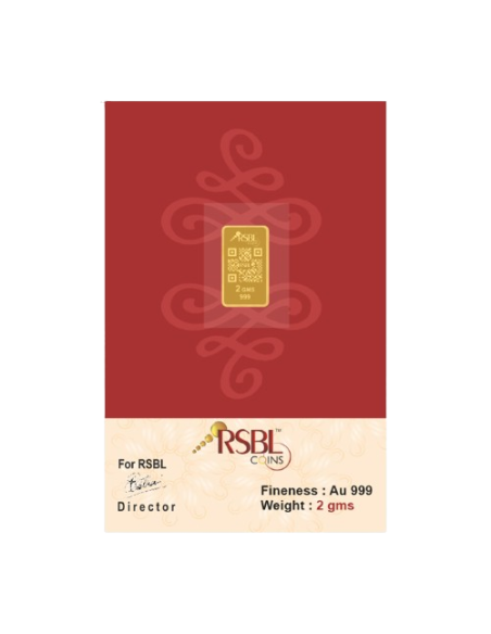 Buy RSBL Gold Bar 2 Grams Gold  24Kt Gold 999 Purity I CoinBazaar