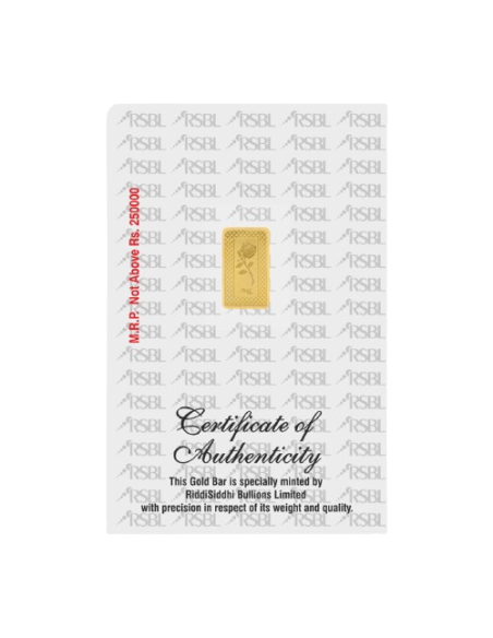 Buy RSBL Gold Bar 2 Grams Gold  24Kt Gold 999 Purity I CoinBazaar