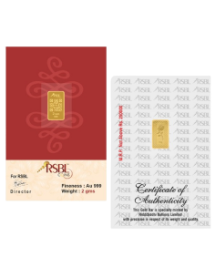 Buy RSBL Gold Bar 2 Grams Gold  24Kt Gold 999 Purity I CoinBazaar