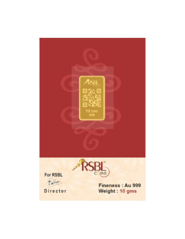 Buy RSBL Gold Bar 10 Grams 24Kt Gold 999 Purity Fineness I CoinBazaar